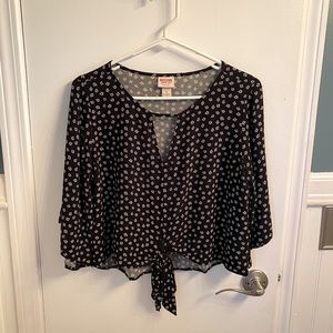 Mossimo Floral Cropped Tie Top